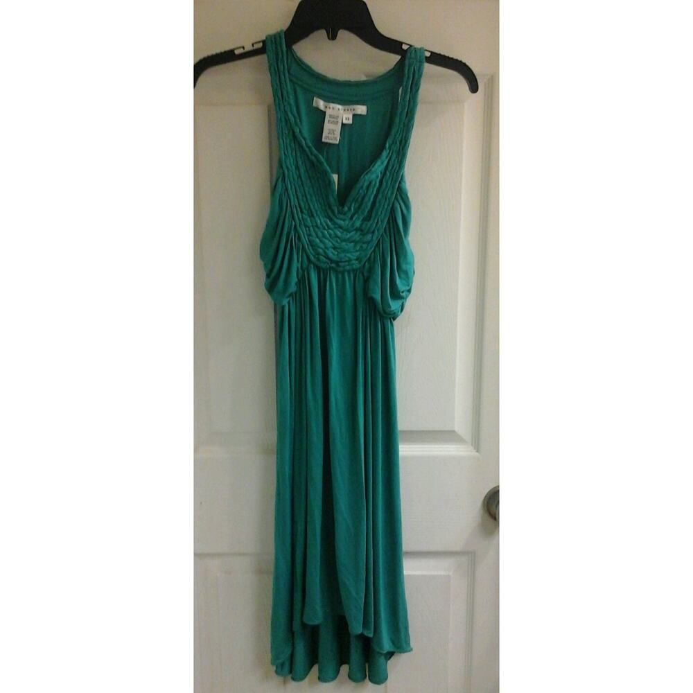 Max Studio Dress women's XS Maxi Green Summer Lagenlook Capsule pleated NWT $118